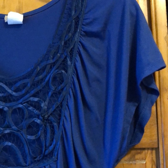 Daytrip Royal Blue Flutter Sleeve Shirt Small - Picture 3 of 4
